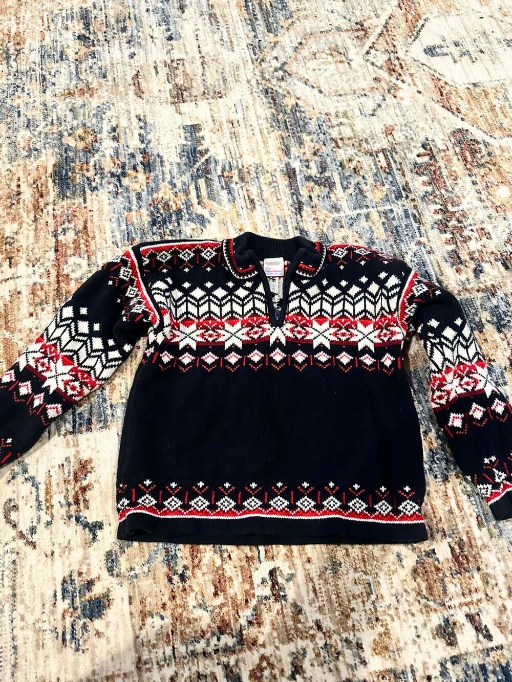 Black Nordic Fair Isle Winter Zip Up Sweater Size 5 (110 cm)